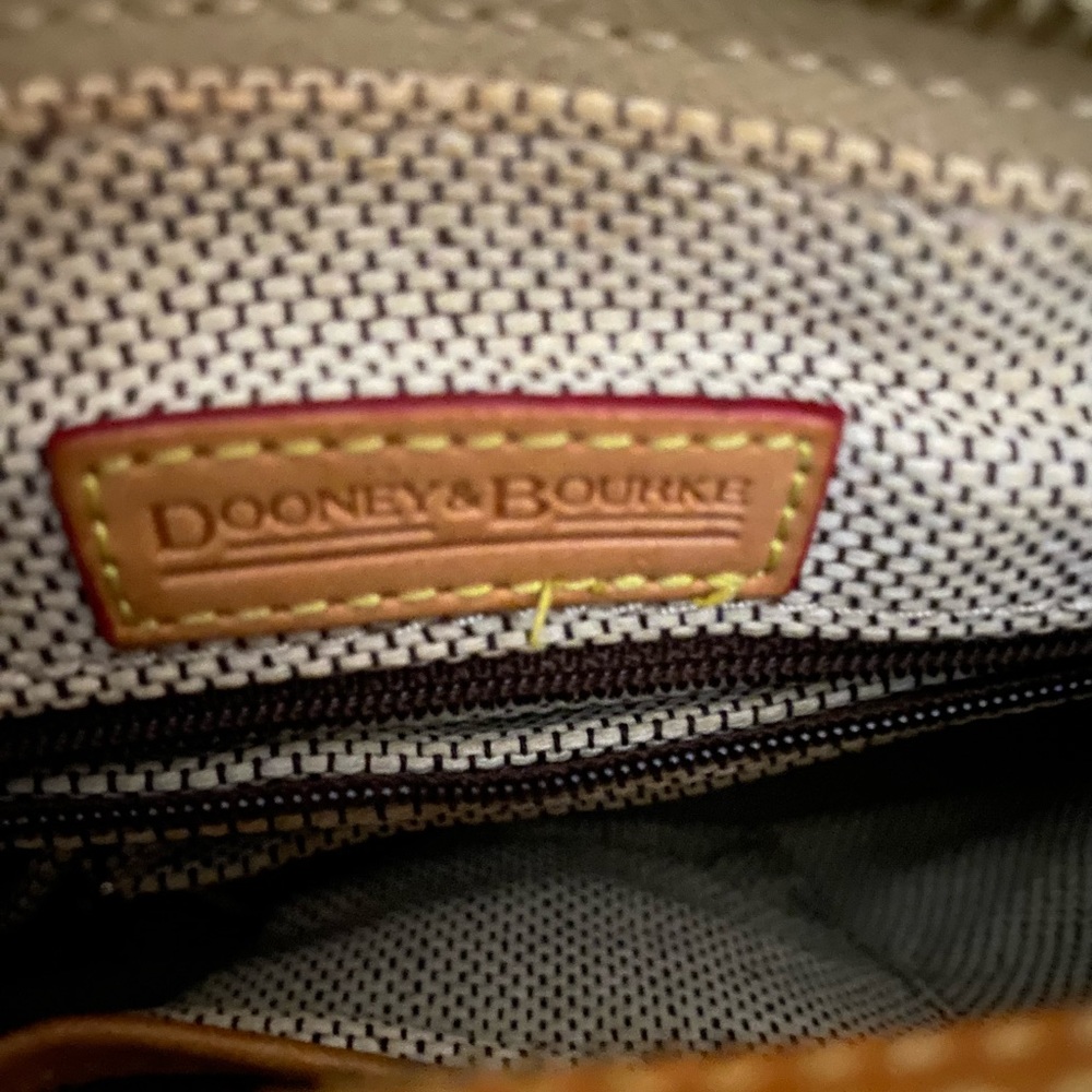 Dooney & Burke canvas rectangular satchel tan and brown - Picture 5 of 12